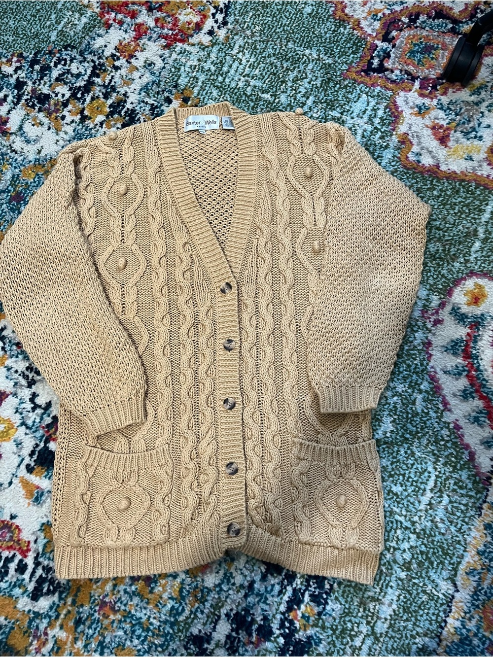 Cable Knit Button-Front Cardigan Sweater